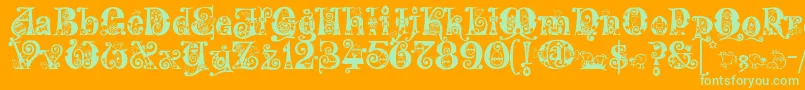 Kingthings Eggypeg Font – Green Fonts on Orange Background