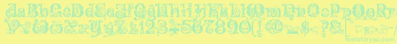 Kingthings Eggypeg Font – Green Fonts on Yellow Background