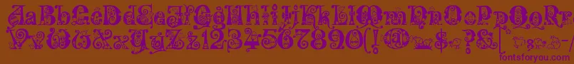 Kingthings Eggypeg-Schriftart – Violette Schriften auf braunem Hintergrund