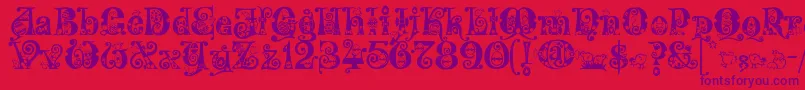 フォントKingthings Eggypeg – 赤い背景に紫のフォント
