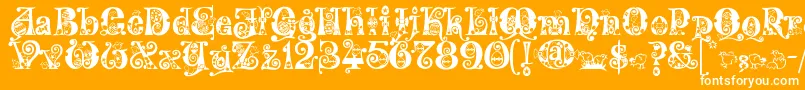 Kingthings Eggypeg-Schriftart – Weiße Schriften auf orangefarbenem Hintergrund