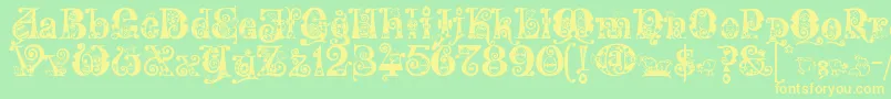 Шрифт Kingthings Eggypeg – жёлтые шрифты на зелёном фоне