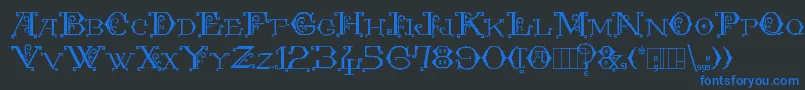 Kingthings Embroidery Font – Blue Fonts on Black Background