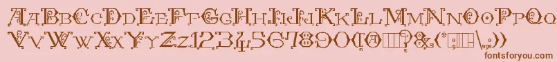 Kingthings Embroidery-Schriftart – Braune Schriften auf rosa Hintergrund