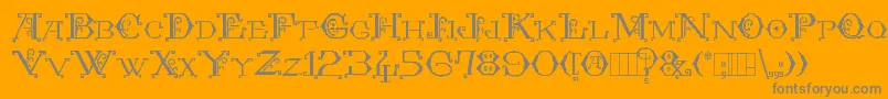 Kingthings Embroidery-Schriftart – Graue Schriften auf orangefarbenem Hintergrund