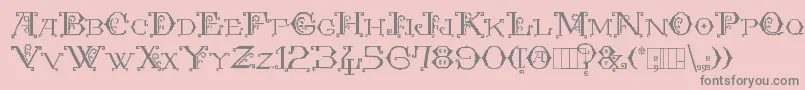 Kingthings Embroidery Font – Gray Fonts on Pink Background
