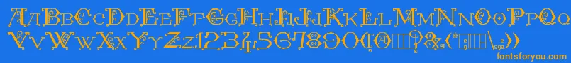 Kingthings Embroidery Font – Orange Fonts on Blue Background