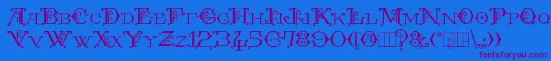 Kingthings Embroidery Font – Purple Fonts on Blue Background