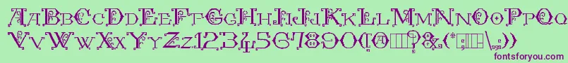 Kingthings Embroidery Font – Purple Fonts on Green Background