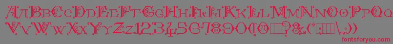 Kingthings Embroidery-Schriftart – Rote Schriften auf grauem Hintergrund