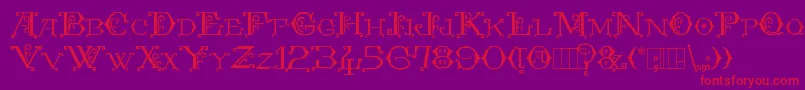 Kingthings Embroidery-Schriftart – Rote Schriften auf violettem Hintergrund