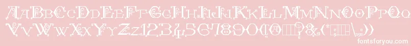 Kingthings Embroidery-Schriftart – Weiße Schriften auf rosa Hintergrund