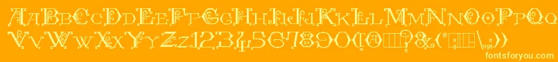 Kingthings Embroidery-Schriftart – Gelbe Schriften auf orangefarbenem Hintergrund