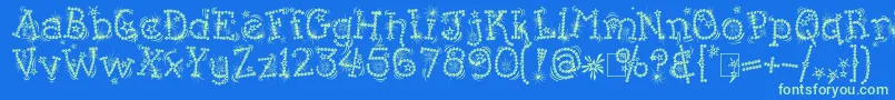 Kingthings Flashbang Font – Green Fonts on Blue Background