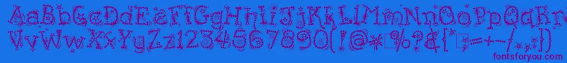 Kingthings Flashbang-Schriftart – Violette Schriften auf blauem Hintergrund