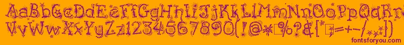 Kingthings Flashbang-Schriftart – Violette Schriften auf orangefarbenem Hintergrund