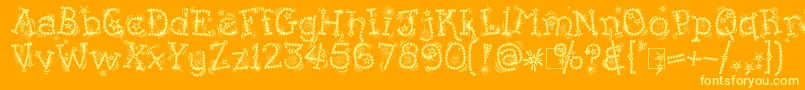 Weitere Informationen zur Kingthings Flashbang-Schriftart Kingthings Flashbang-Schriftart – Gelbe Schriften auf orangefarbenem Hintergrund