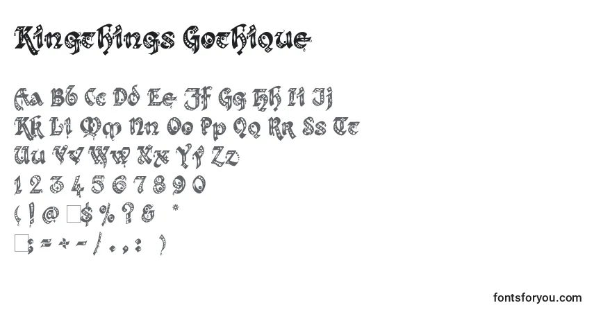 Czcionka Kingthings Gothique – alfabet, cyfry, specjalne znaki