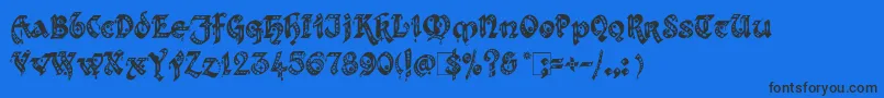 Kingthings Gothique-Schriftart – Schwarze Schriften auf blauem Hintergrund