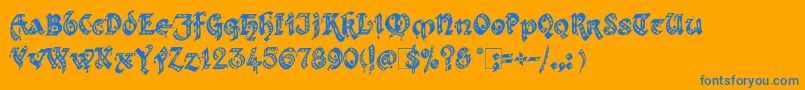 Kingthings Gothique Font – Blue Fonts on Orange Background