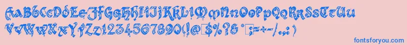 Kingthings Gothique Font – Blue Fonts on Pink Background