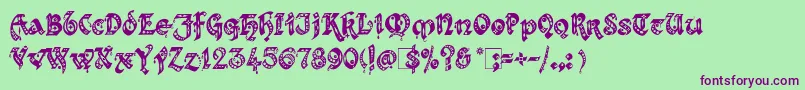 Kingthings Gothique Font – Purple Fonts on Green Background