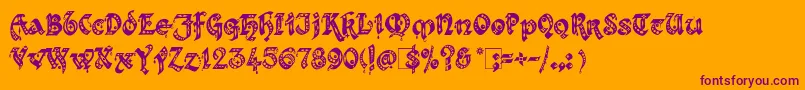 Kingthings Gothique-Schriftart – Violette Schriften auf orangefarbenem Hintergrund