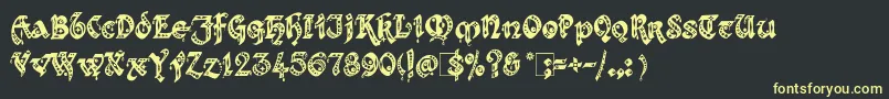 Kingthings Gothique Font – Yellow Fonts on Black Background