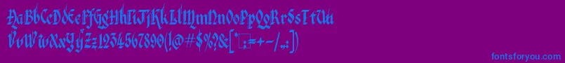 Kingthings Italique-Schriftart – Blaue Schriften auf violettem Hintergrund