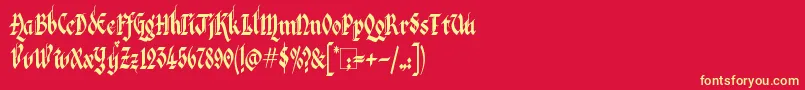 Kingthings Italique Font – Yellow Fonts on Red Background
