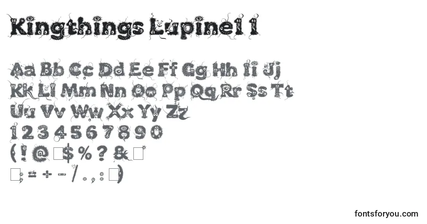 A fonte Kingthings Lupine1 1 – alfabeto, números, caracteres especiais