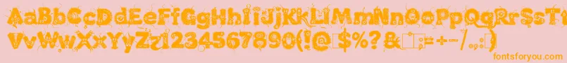 フォントKingthings Lupine1 1 – オレンジの文字がピンクの背景にあります。