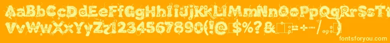 フォントKingthings Lupine1 1 – オレンジの背景に黄色の文字