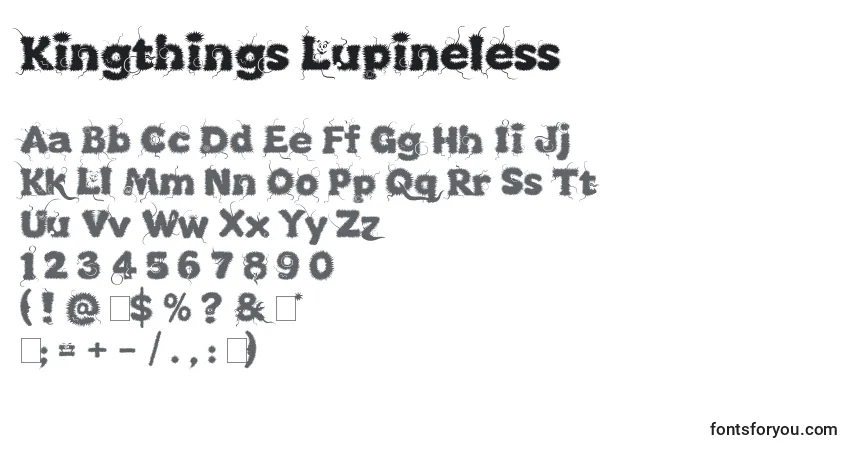 Kingthings Lupineless Font – alphabet, numbers, special characters