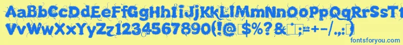 Kingthings Lupineless Font – Blue Fonts on Yellow Background