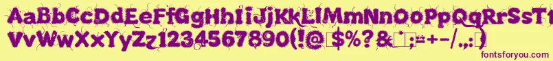 Kingthings Lupineless Font – Purple Fonts on Yellow Background