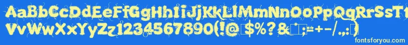 Kingthings Lupineless Font – Yellow Fonts on Blue Background