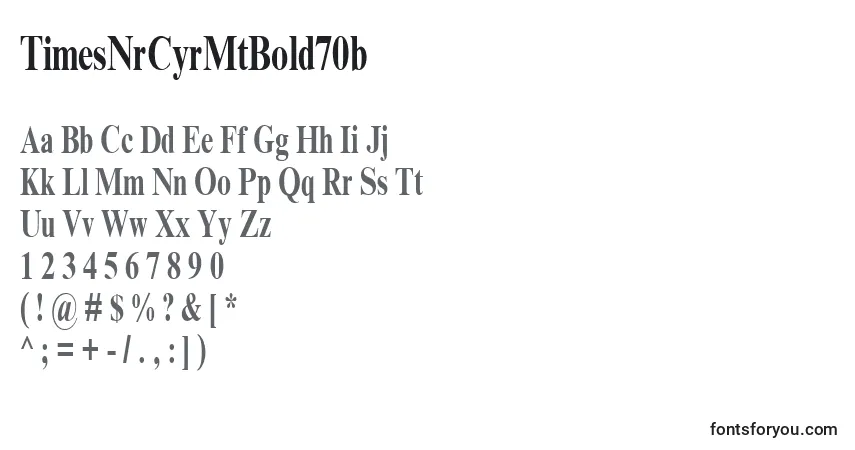 A fonte TimesNrCyrMtBold70b – alfabeto, números, caracteres especiais