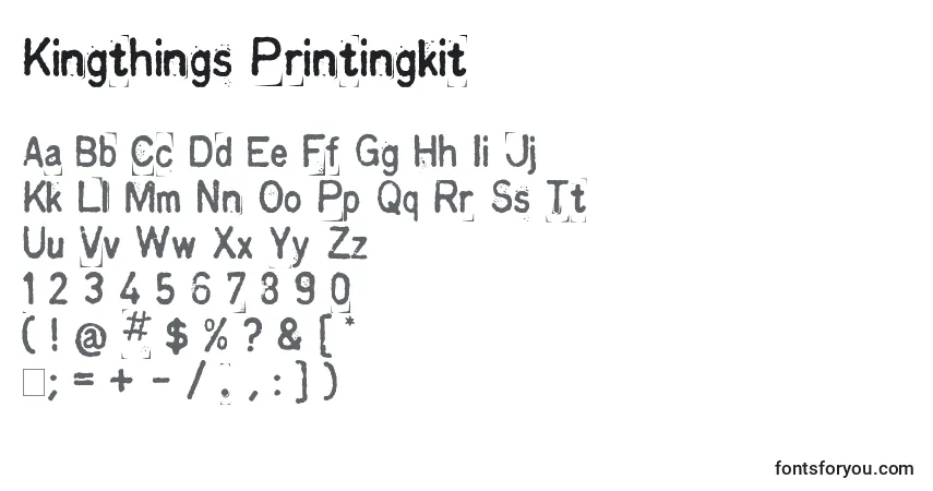 Schriftart Kingthings Printingkit – Alphabet, Zahlen, spezielle Symbole