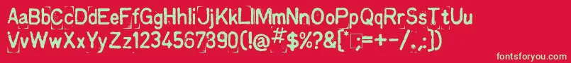 フォントKingthings Printingkit – 赤い背景に緑の文字