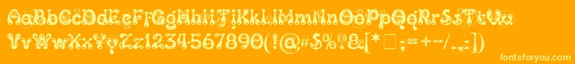 Kingthings Slipperylip-Schriftart – Gelbe Schriften auf orangefarbenem Hintergrund