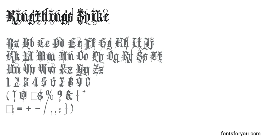Czcionka Kingthings Spike – alfabet, cyfry, specjalne znaki