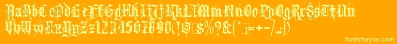 Lisätietoja Kingthings Spike-fontista Kingthings Spike-fontti – keltaiset fontit oranssilla taustalla