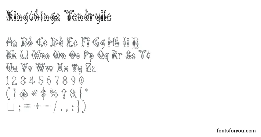 A fonte Kingthings Tendrylle – alfabeto, números, caracteres especiais