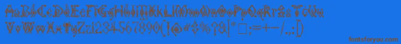 Kingthings Tendrylle-Schriftart – Braune Schriften auf blauem Hintergrund