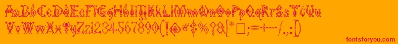 Kingthings Tendrylle Font – Red Fonts on Orange Background