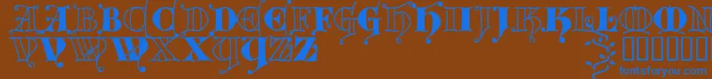 Kingthings Versalis Font – Blue Fonts on Brown Background