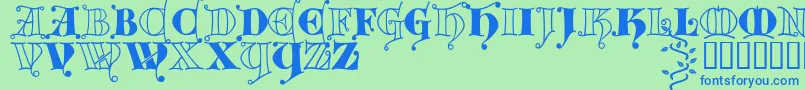 Kingthings Versalis Font – Blue Fonts on Green Background