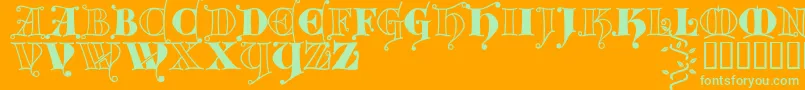 Kingthings Versalis-Schriftart – Grüne Schriften auf orangefarbenem Hintergrund