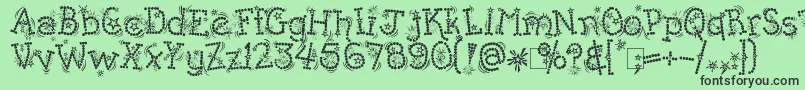 Kingthings Whizzbang-Schriftart – Schwarze Schriften auf grünem Hintergrund